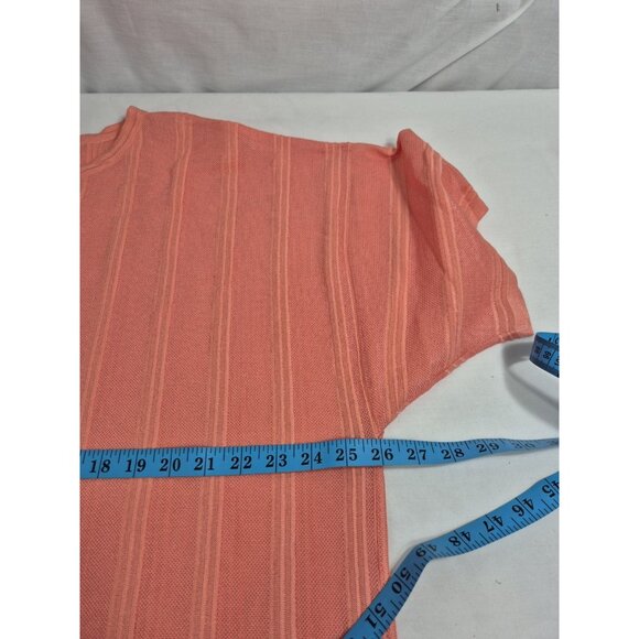 Ming Wang Women's Size L Dolman Sleeve Knit Tunic Orange Burst Tonal Stripes (63 - Picture 8 of 11